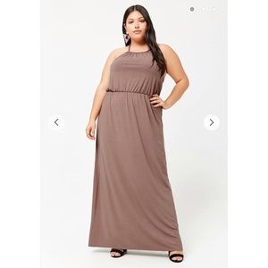 Nude halter maxi dress